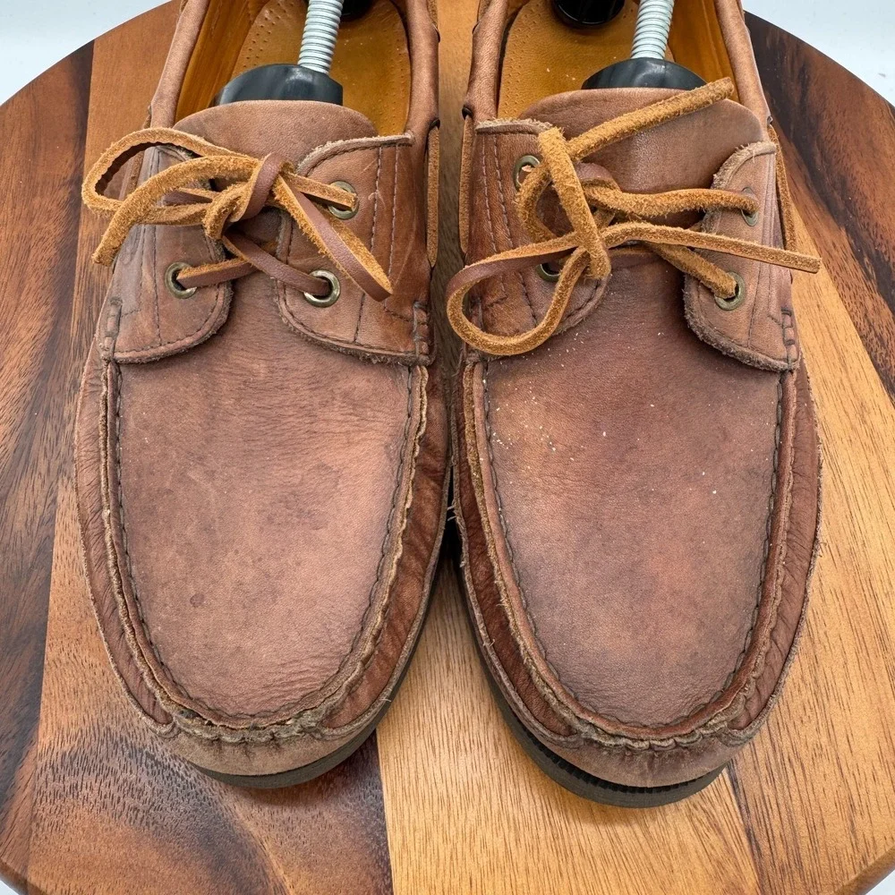 MEPHISTO Hurrikan 2-Eye Boat Shoes Men's US 11.5 Spinnaker Brown Leather Comfort
